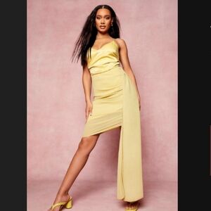 Asymmetric Hem Draped Mini Dress